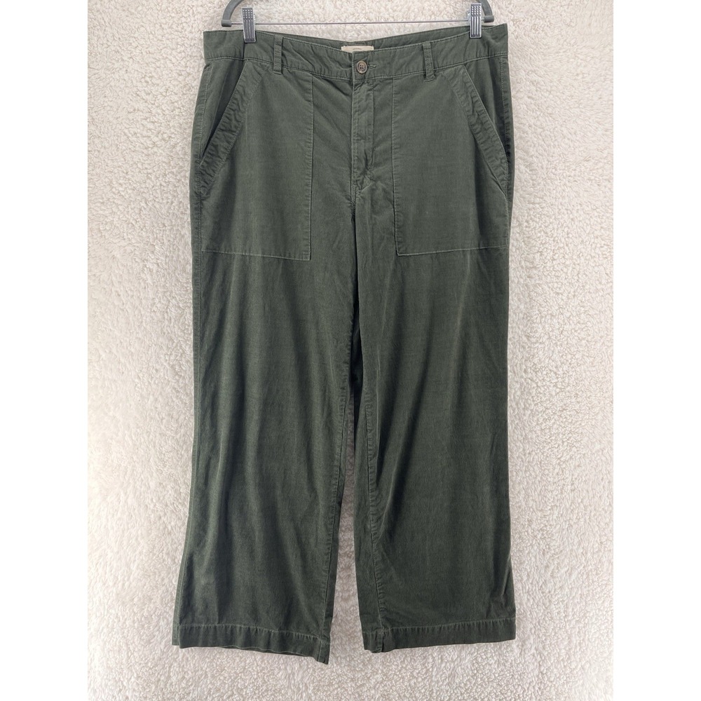Weatherproof Vintage Pants Women's Size 14 Olive Stretch Wide Leg Corduroy Retro